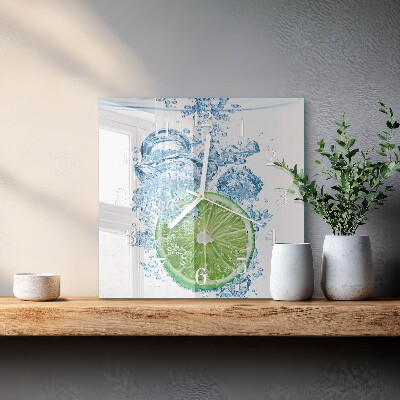 Glass wall clock square Calcium carbonate