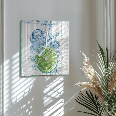 Glass wall clock square Calcium carbonate