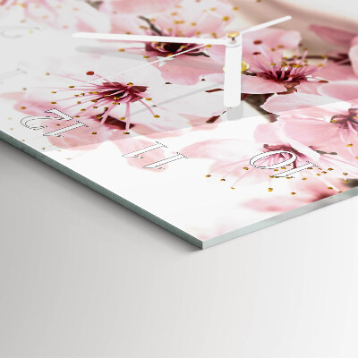 Glass wall clock square Flowers