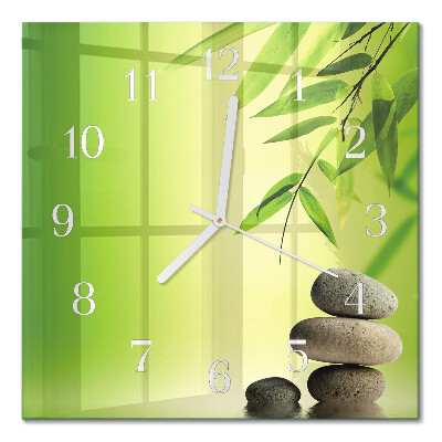 Square kitchen clock Bamboo stones