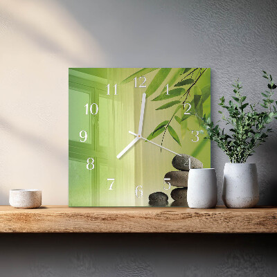 Square kitchen clock Bamboo stones
