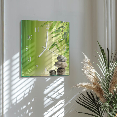 Square kitchen clock Bamboo stones