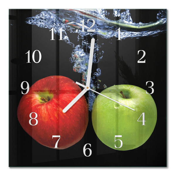Glass wall clock square Apples