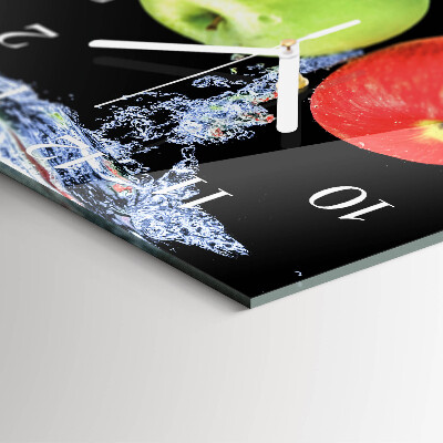 Glass wall clock square Apples