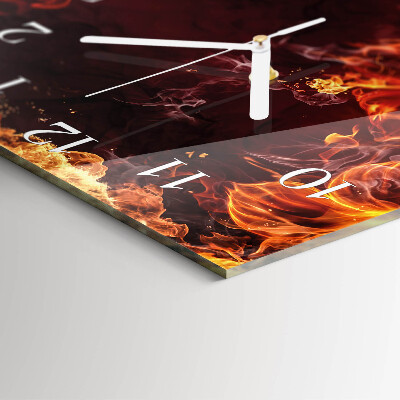 Glass clock square Flowers of fire