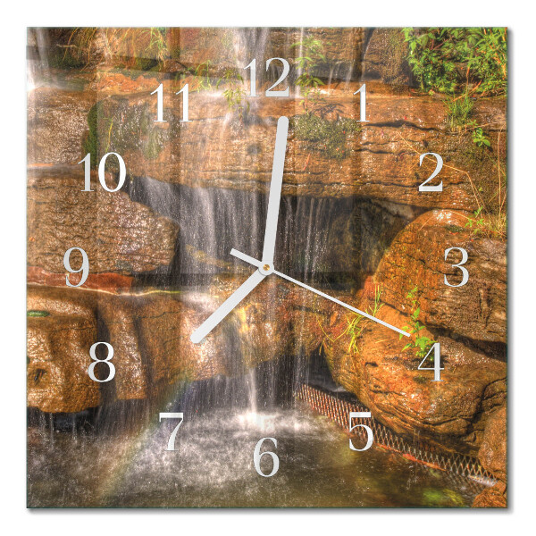 Glass clock square Waterfall