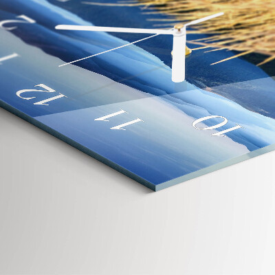 Glass wall clock square Mountains of grass