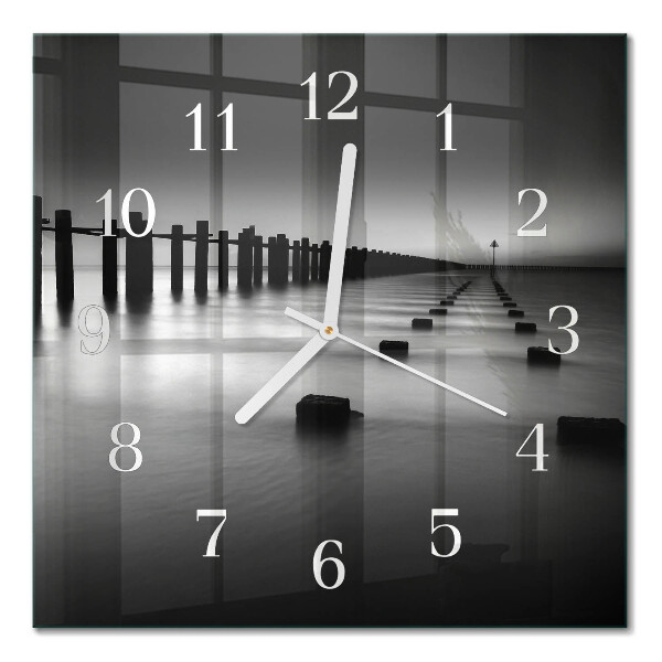 Glass clock square Sea