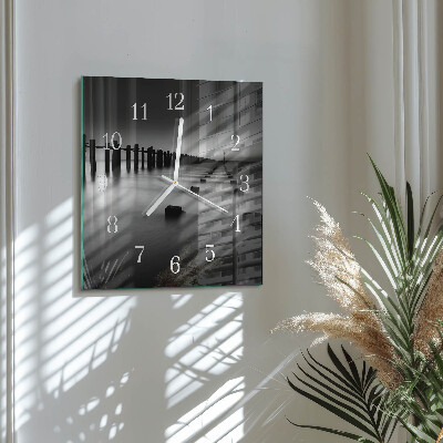 Glass clock square Sea