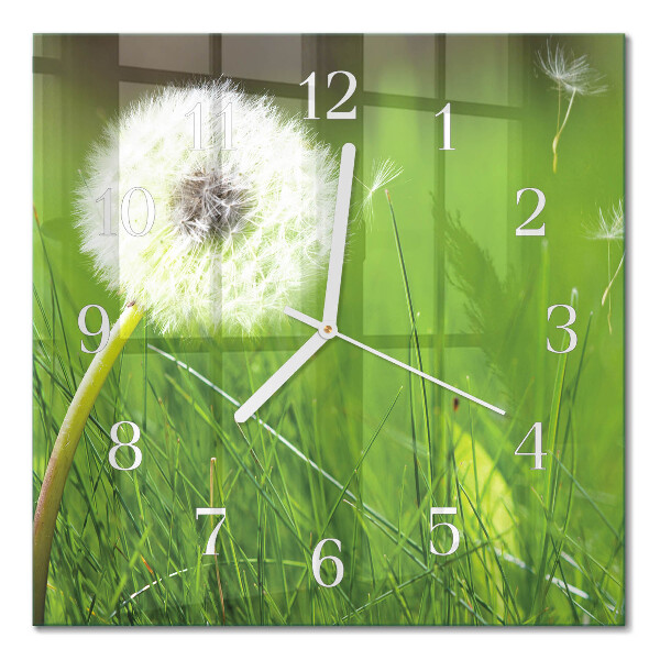 Glass clock square Dandelion