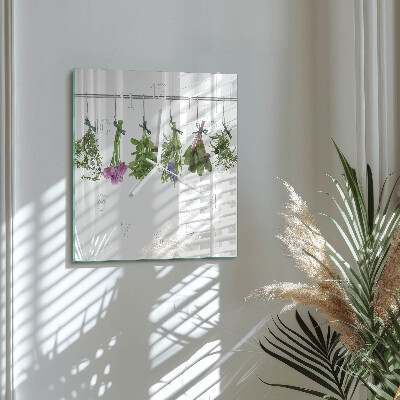 Glass clock square Herbs