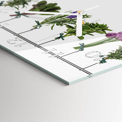 Glass clock square Herbs