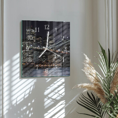 Glass wall clock square Horizon