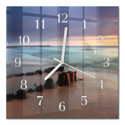 Glass clock square Beach sea