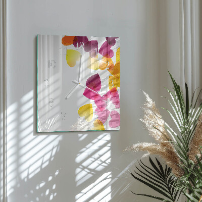Glass wall clock square Colorful hearts