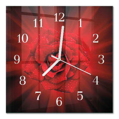 Glass clock square Rose