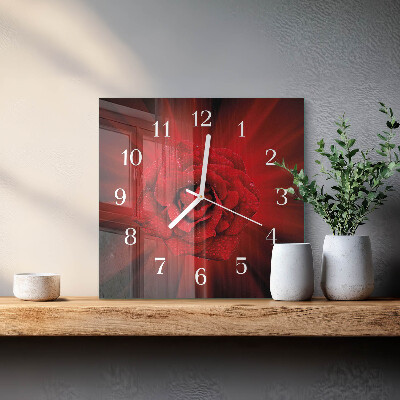 Glass clock square Rose