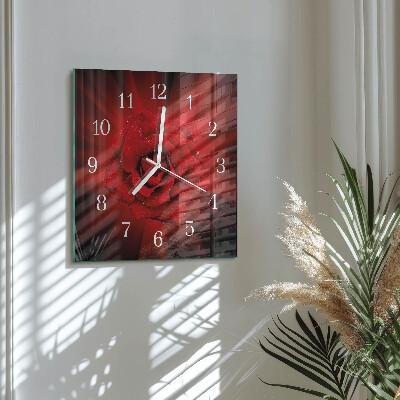 Glass clock square Rose