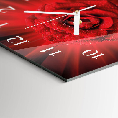 Glass clock square Rose