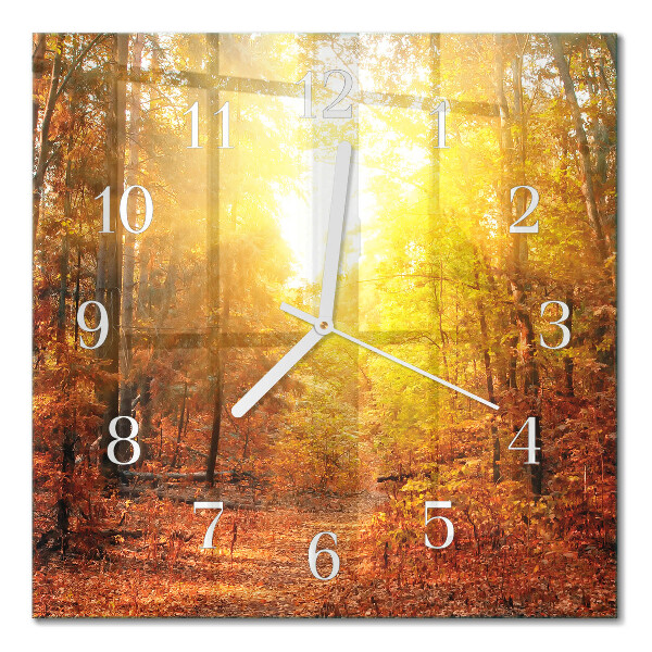 Square kitchen clock Autumn forest