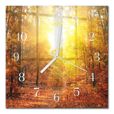 Square kitchen clock Autumn forest