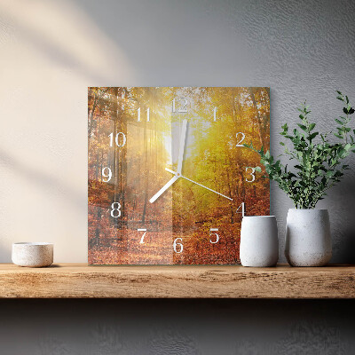 Square kitchen clock Autumn forest