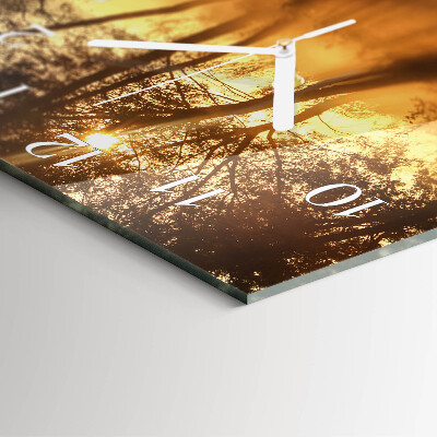Square wall clock Trees in the fog