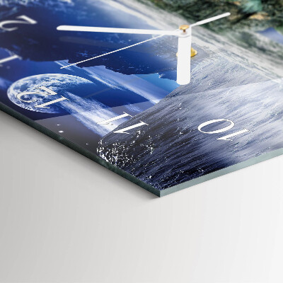 Square wall clock Mountains moon