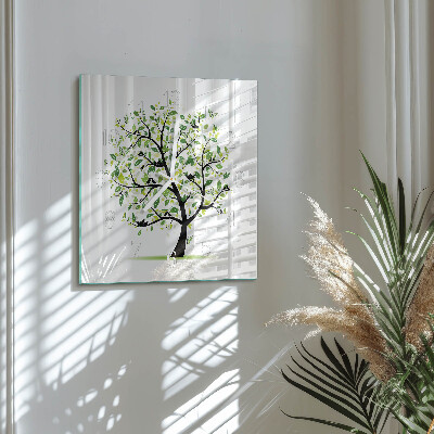 Glass wall clock square Tree