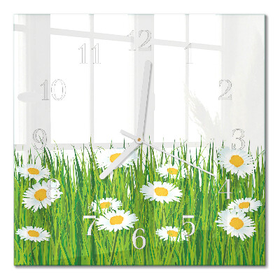 Glass clock square Daisy