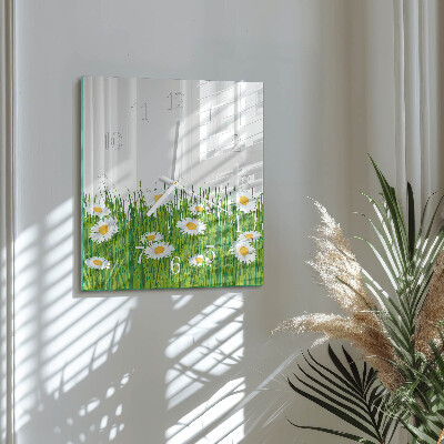 Glass clock square Daisy
