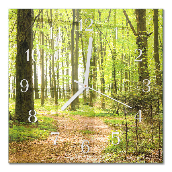 Glass clock square Forest