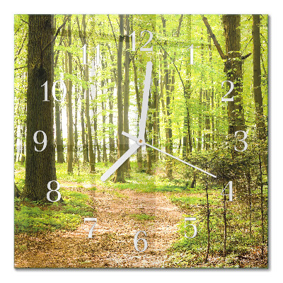 Glass clock square Forest