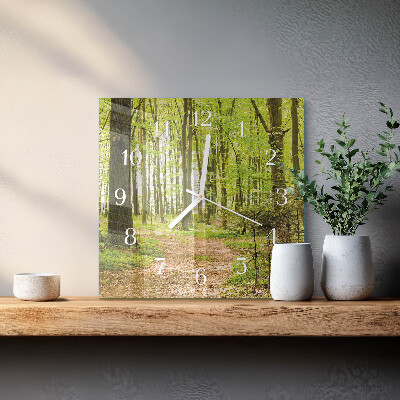 Glass clock square Forest