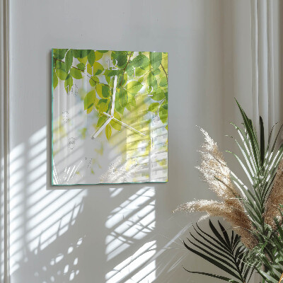 Square kitchen clock Leaves