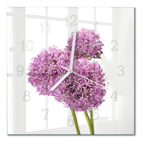 Glass clock square Flower