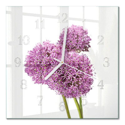 Glass clock square Flower