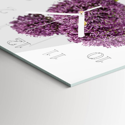 Glass clock square Flower