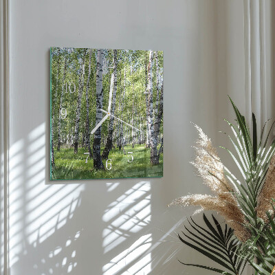Square wall clock Birch forest