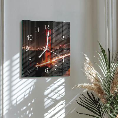 Glass wall clock square Bridge