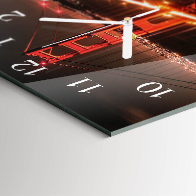 Glass wall clock square Bridge