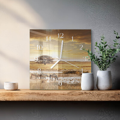 Square kitchen clock Zebras