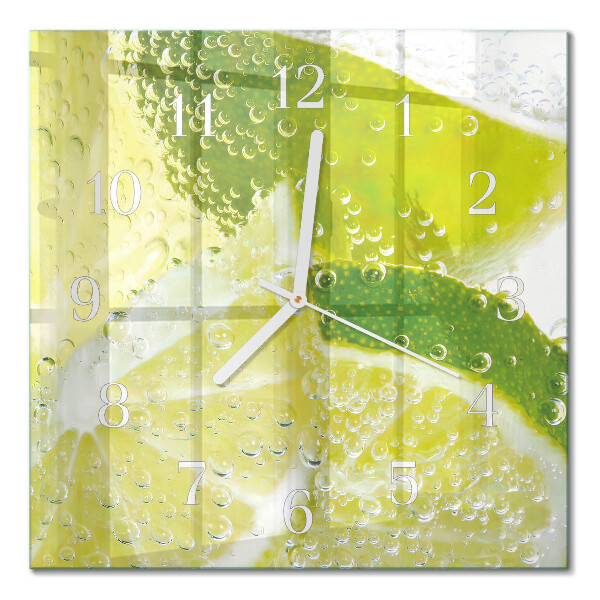 Glass clock square Water with lime