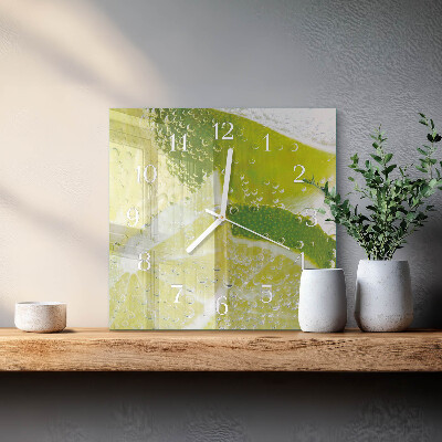 Glass clock square Water with lime