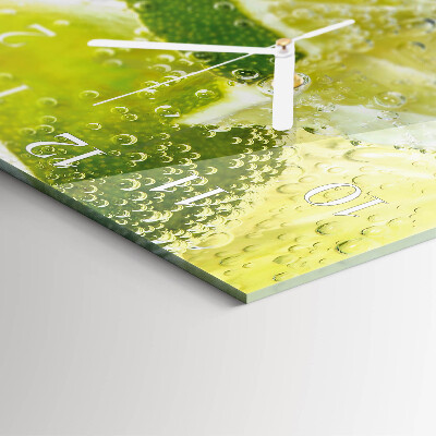 Glass clock square Water with lime