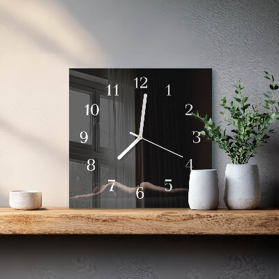 Glass wall clock square Woman