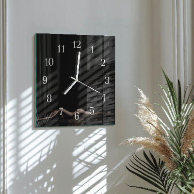 Glass wall clock square Woman