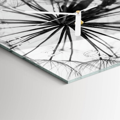 Glass clock square Dandelion