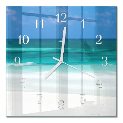 Glass wall clock square Beach sea