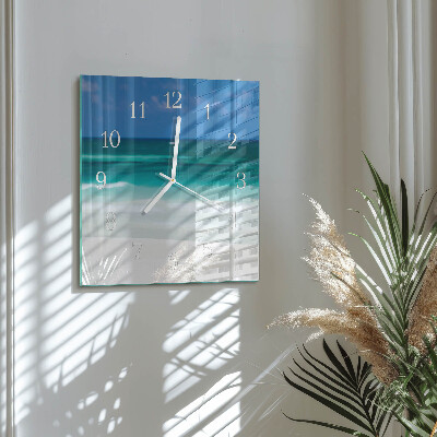 Glass wall clock square Beach sea